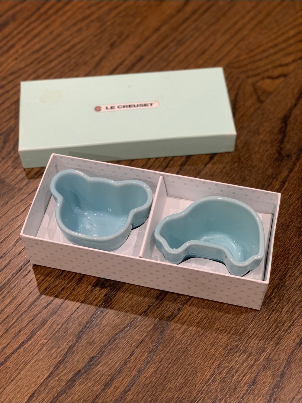 New Le Creuset Baby Twin Ramekins Pastel Blue Gift Set
